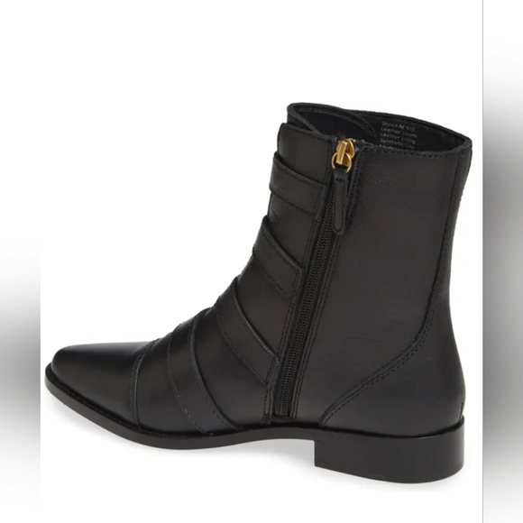 J. Crew Multi-Buckle Troy Black Leather Short Ankle Boot, sz 9 1/2 EUC - Picture 10 of 12